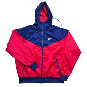 Nike Windrunner Men’s Hooded Jacket - Blue Red Full Zip Retro Style - M
